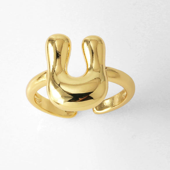 Wholesale Women's Copper Gold Plated Minimalist Letter Opening Ring