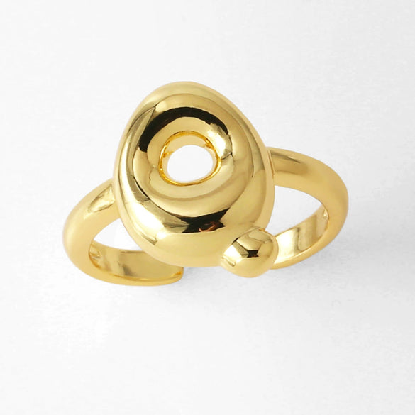 Wholesale Women's Copper Gold Plated Minimalist Letter Opening Ring