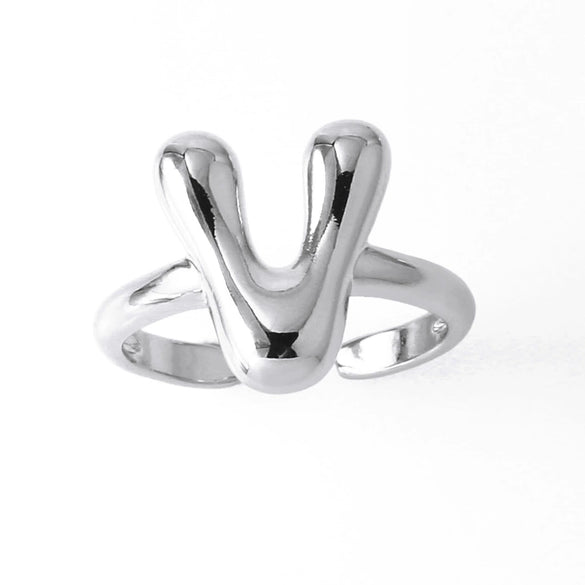 Wholesale Women's Copper Gold Plated Minimalist Letter Opening Ring
