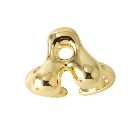 Wholesale Women's Copper Gold Plated Minimalist Letter Opening Ring
