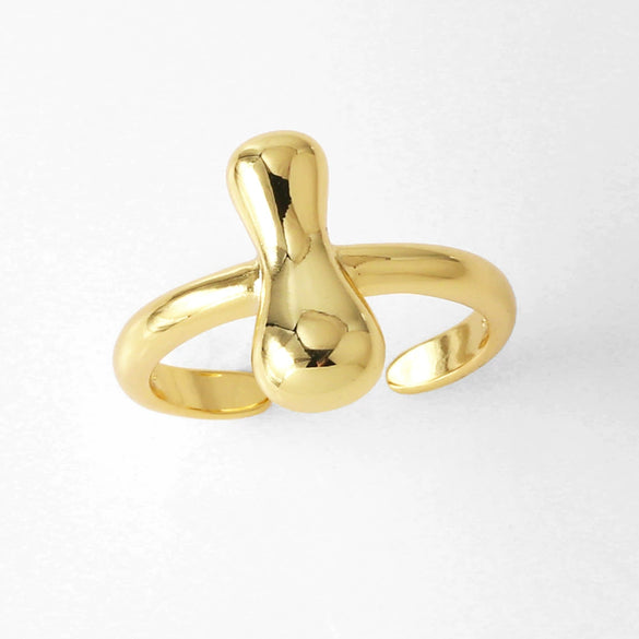 Wholesale Women's Copper Gold Plated Minimalist Letter Opening Ring