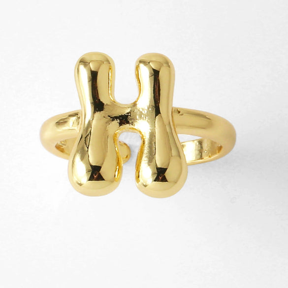 Wholesale Women's Copper Gold Plated Minimalist Letter Opening Ring