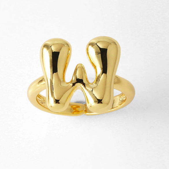 Wholesale Women's Copper Gold Plated Minimalist Letter Opening Ring