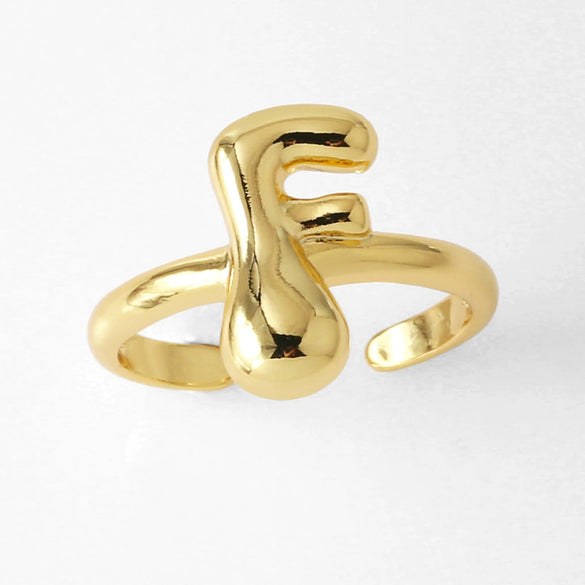 Wholesale Women's Copper Gold Plated Minimalist Letter Opening Ring