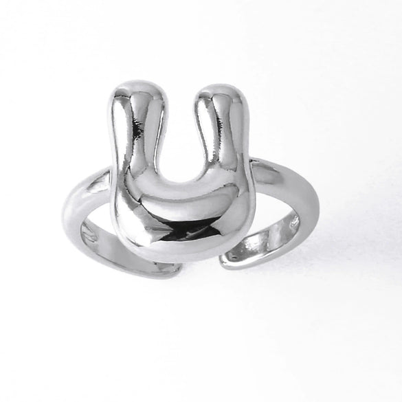 Wholesale Women's Copper Gold Plated Minimalist Letter Opening Ring