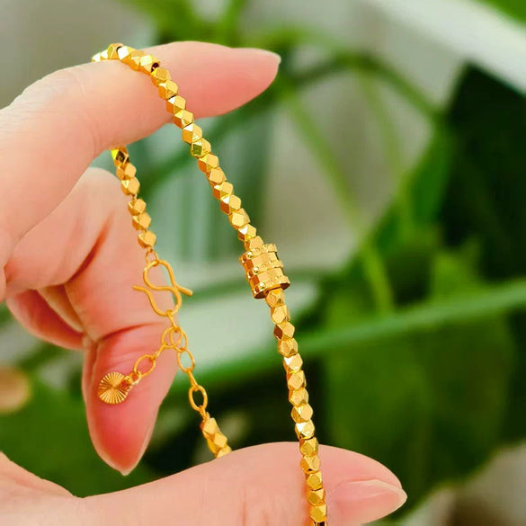 Wholesale Women's Copper Goldplated Disco Beads Broken Gold Bracelet With Electroplating