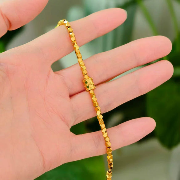 Wholesale Women's Copper Goldplated Disco Beads Broken Gold Bracelet With Electroplating