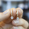 Wholesale Women's Copper Goldplated Earrings With Full Diamond Zircon And Geometric Design