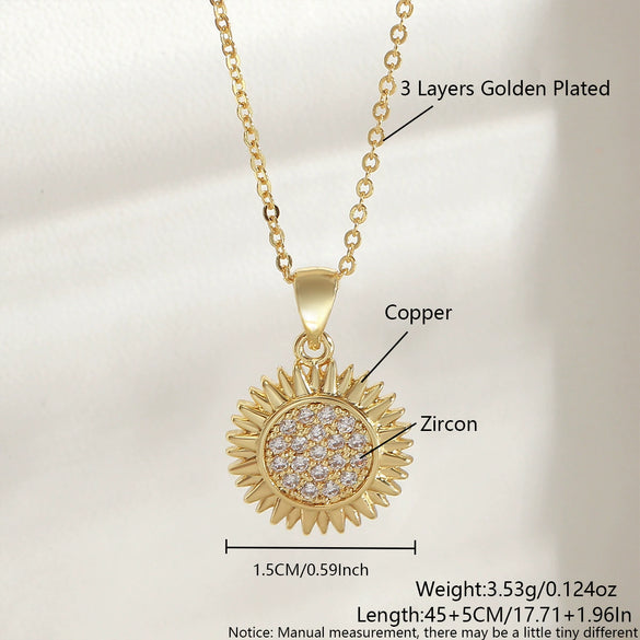 Wholesale Women's Copper Goldplated Flower Pendant O Word Chain Necklace
