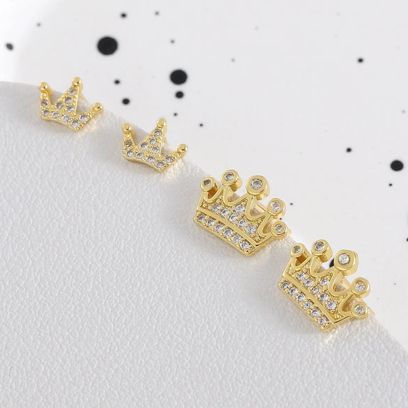 Wholesale Women's Copper Goldplated Geometric Crown Earrings