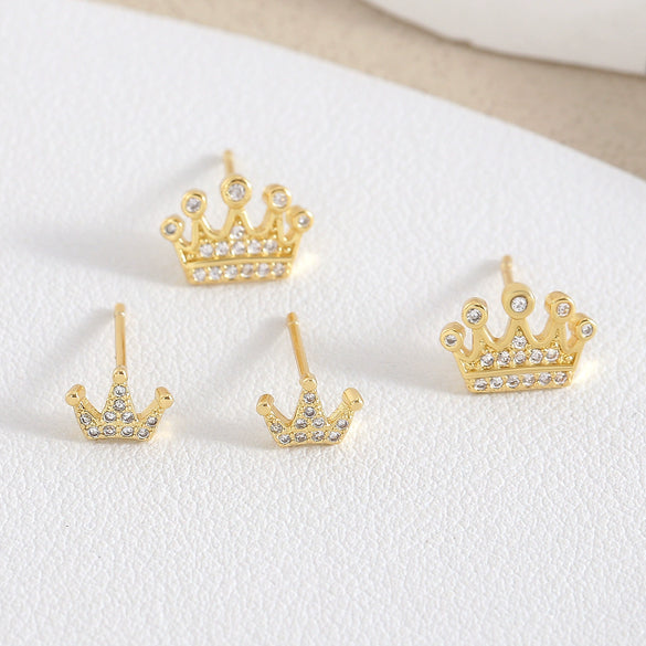Wholesale Women's Copper Goldplated Geometric Crown Earrings