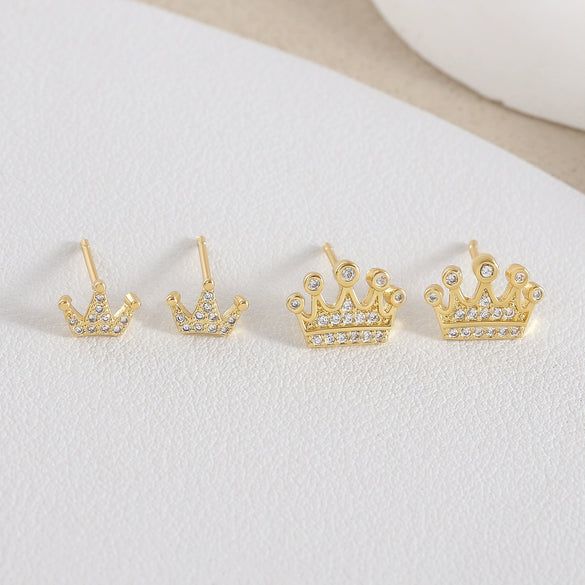 Wholesale Women's Copper Goldplated Geometric Crown Earrings
