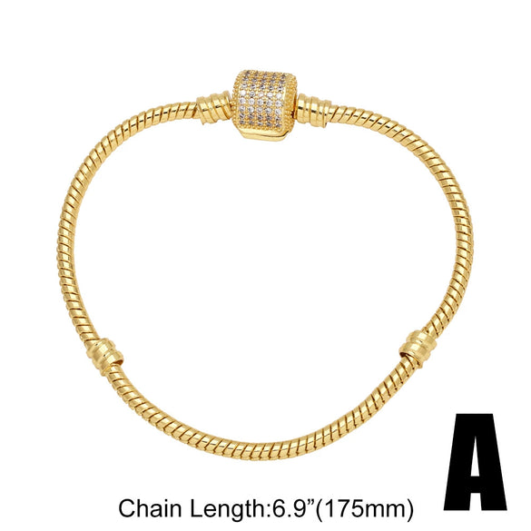 Wholesale Women's Copper Goldplated Geometric Letter Pendant Bracelet With Electroplating