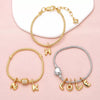 Wholesale Women's Copper Goldplated Geometric Letter Pendant Bracelet With Electroplating