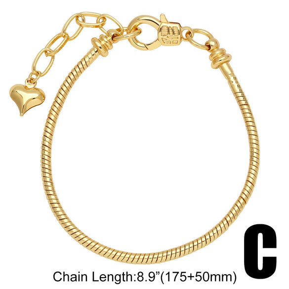 Wholesale Women's Copper Goldplated Geometric Letter Pendant Bracelet With Electroplating
