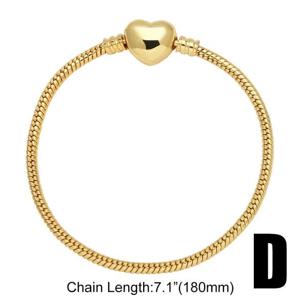Wholesale Women's Copper Goldplated Geometric Letter Pendant Bracelet With Electroplating