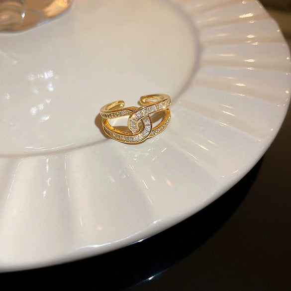 Wholesale Women's Copper Goldplated Geometric Opening Ring Jewelry