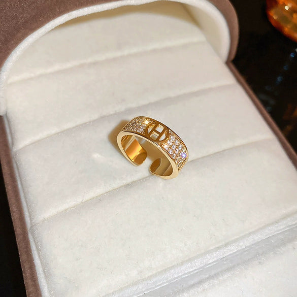 Wholesale Women's Copper Goldplated Geometric Opening Ring Jewelry
