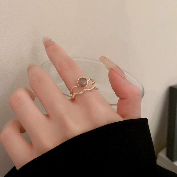 Wholesale Women's Copper Goldplated Geometric Opening Ring Jewelry