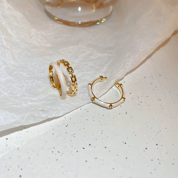 Wholesale Women's Copper Goldplated Geometric Opening Ring Jewelry