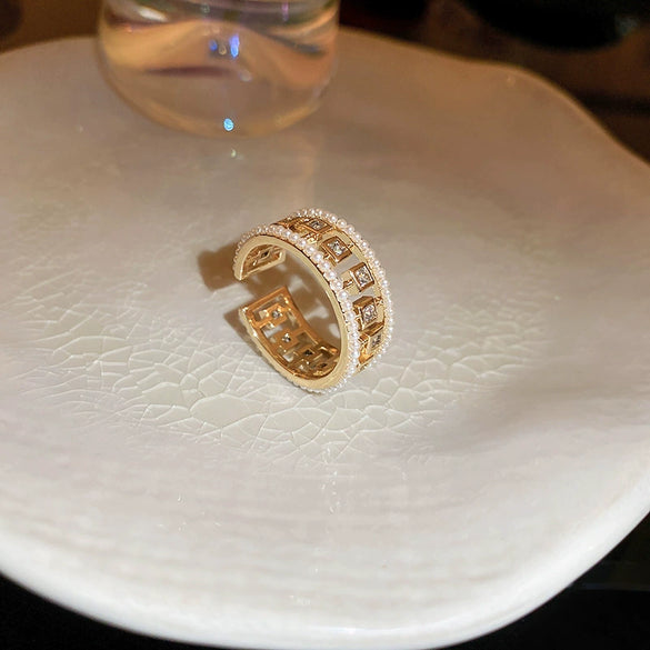Wholesale Women's Copper Goldplated Geometric Opening Ring Jewelry