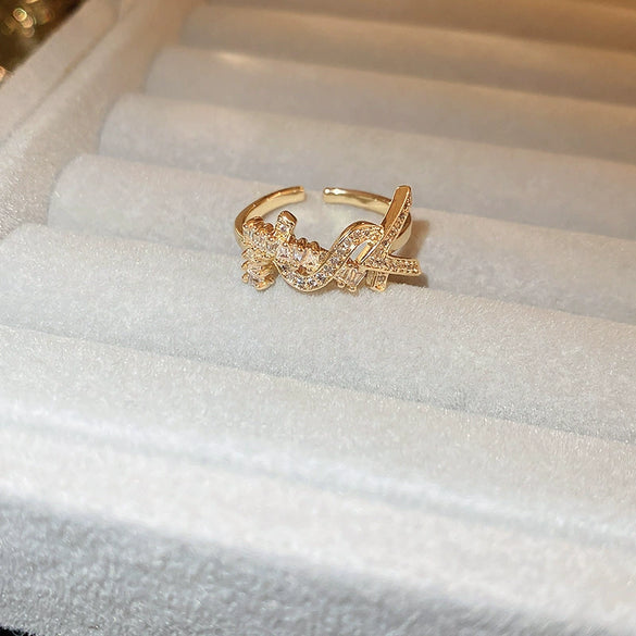 Wholesale Women's Copper Goldplated Geometric Opening Ring Jewelry