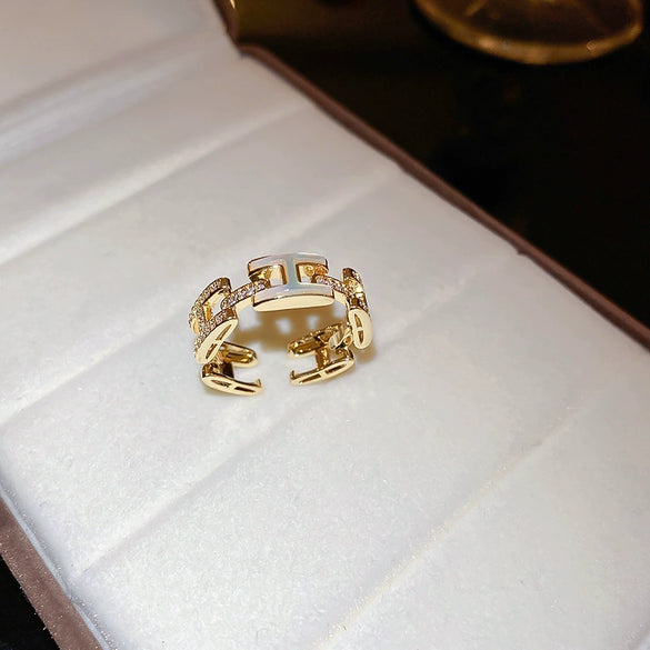 Wholesale Women's Copper Goldplated Geometric Opening Ring Jewelry