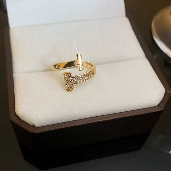 Wholesale Women's Copper Goldplated Geometric Opening Ring Jewelry