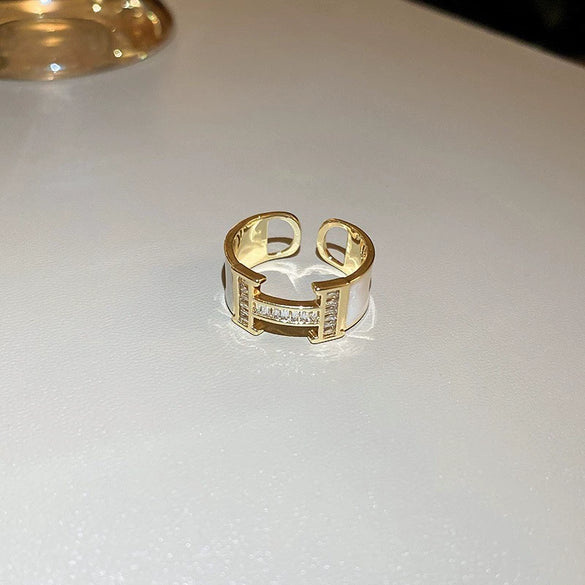 Wholesale Women's Copper Goldplated Geometric Opening Ring Jewelry