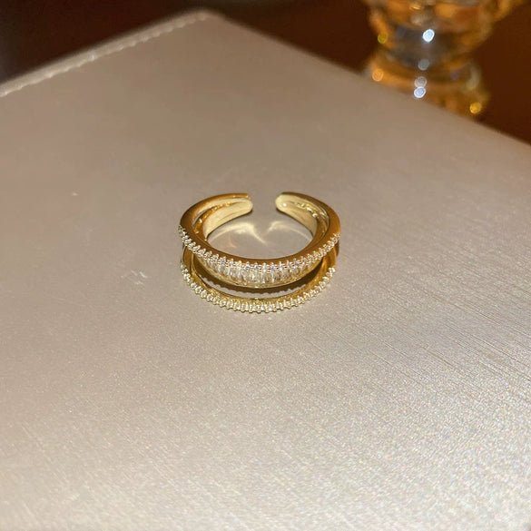 Wholesale Women's Copper Goldplated Geometric Opening Ring Jewelry