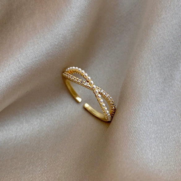 Wholesale Women's Copper Goldplated Geometric Opening Ring Jewelry