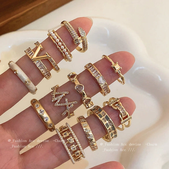 Wholesale Women's Copper Goldplated Geometric Opening Ring Jewelry