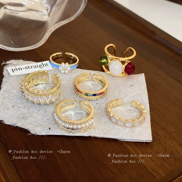 Wholesale Women's Copper Goldplated Geometric Opening Ring Jewelry