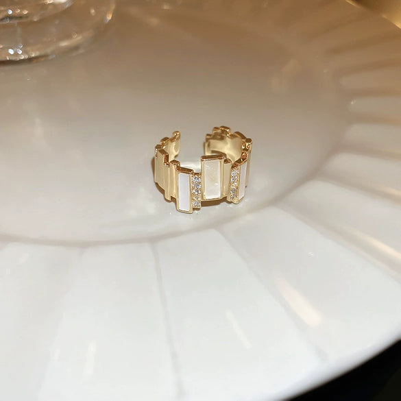 Wholesale Women's Copper Goldplated Geometric Opening Ring Jewelry