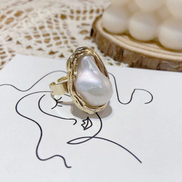 Wholesale Women's Copper Goldplated Geometric Opening Ring Jewelry