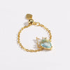 Wholesale Women's Copper Goldplated Geometric Zircon Water Drop Design Pullout Chain Ring