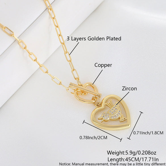 Wholesale Women's Copper Goldplated Heartshaped Necklace