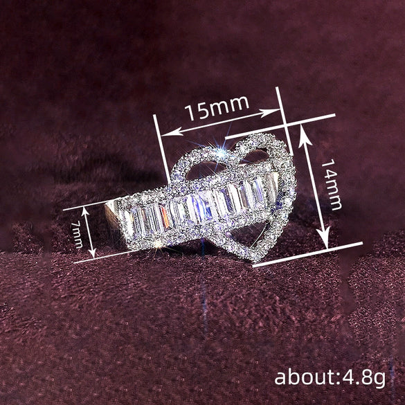 Wholesale Women's Copper Heart Geometric Zirconia Design Ring Jewelry