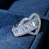 Wholesale Women's Copper Heart Geometric Zirconia Design Ring Jewelry