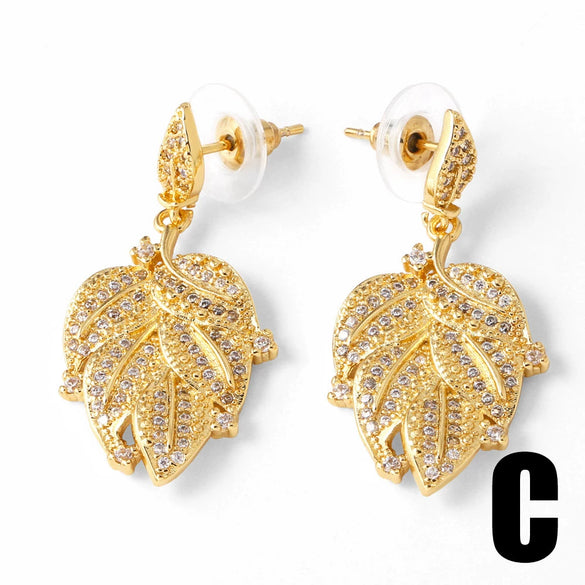 Wholesale Women's Copper Heart Shape Electroplating Earrings