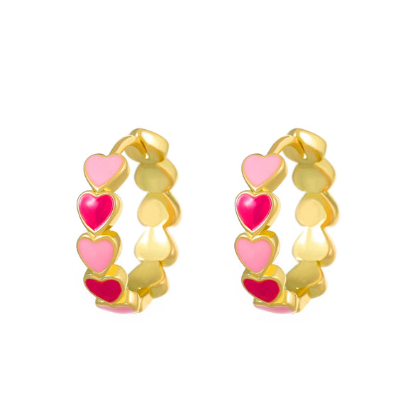 Wholesale Women's Copper Heart Shape Oil Dropping Earrings With Electroplating
