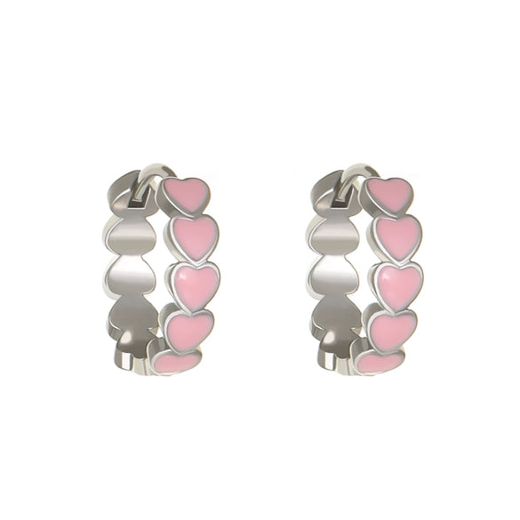 Wholesale Women's Copper Heart Shape Oil Dropping Earrings With Electroplating