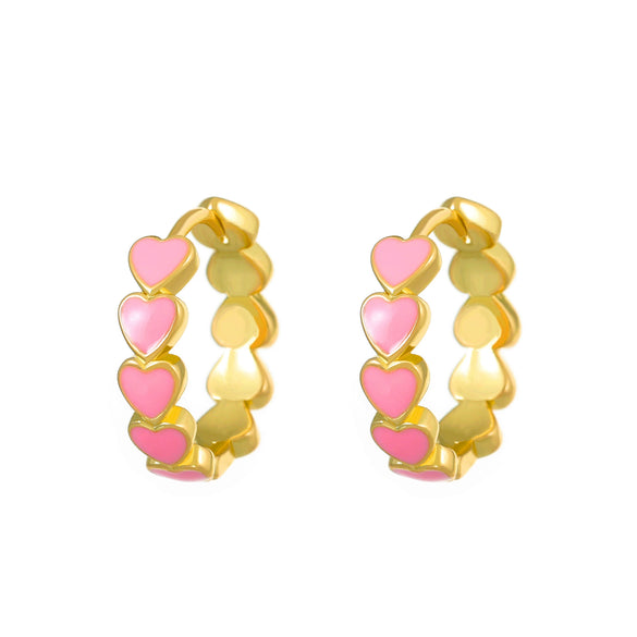 Wholesale Women's Copper Heart Shape Oil Dropping Earrings With Electroplating