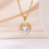 Wholesale Women's Copper Heart Shape Pendant Necklace With Mixed Gemstone Setting And Electroplating O Word Chain