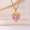 Wholesale Women's Copper Heart Shape Pendant Necklace With Mixed Gemstone Setting And Electroplating O Word Chain