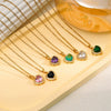 Wholesale Women's Copper Heart Shape Pendant Necklace With Mixed Gemstone Setting And Electroplating O Word Chain