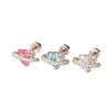 Wholesale Women's Copper Heart Shape Titanium Steel Screw Ear Bone Nail Earrings Set With Diamonds Sweet Cute Design Sense Niche