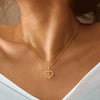 Wholesale Women's Copper Heart Shape Zircon Inlaid Electroplated Clavicle Chain Necklace