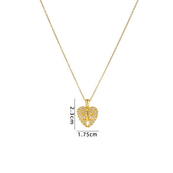 Wholesale Women's Copper Heart Shaped And Bow Patterned Necklace With Mixed Gem Inlay And O Chain