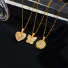 Wholesale Women's Copper Heart Shaped And Bow Patterned Necklace With Mixed Gem Inlay And O Chain